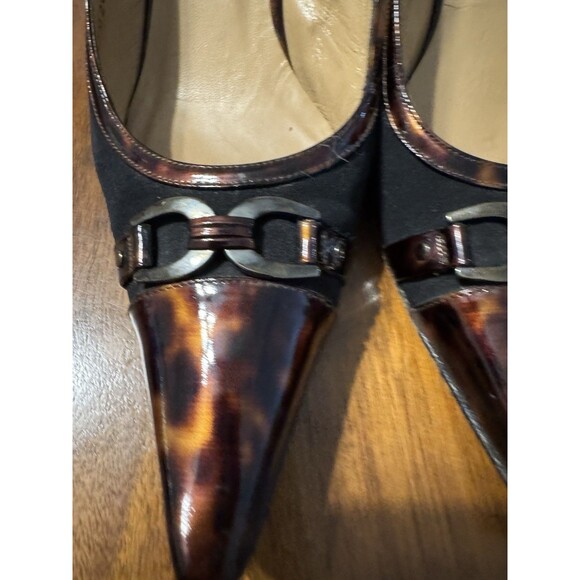 STUART WEITZMAN Women's Black Aspect Tortoise Shell Slingback Pumps Sz 10.5 N - Picture 3 of 12